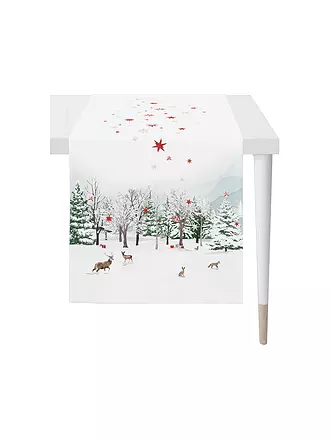 APELT | Weihnachts Tischläufer 140x48cm SEASON  Weiss/Rot | 